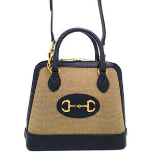 Gucci Horsebit 1955 Top Handle Bag beige tan Black